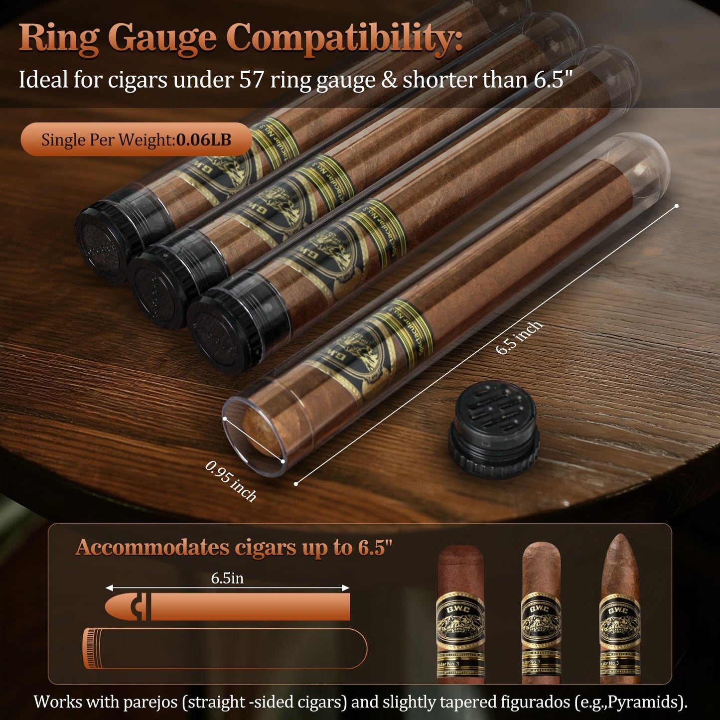 AWOTE Travel Cigar Humidor Case, Portable Cigar Bag with 4 Cigar Tubes, Leather Cigar Case Include Straight Cutter, V Cutter, Hole Puncher, Gift Set for Cigar Lovers, Lighter not included (Brown)