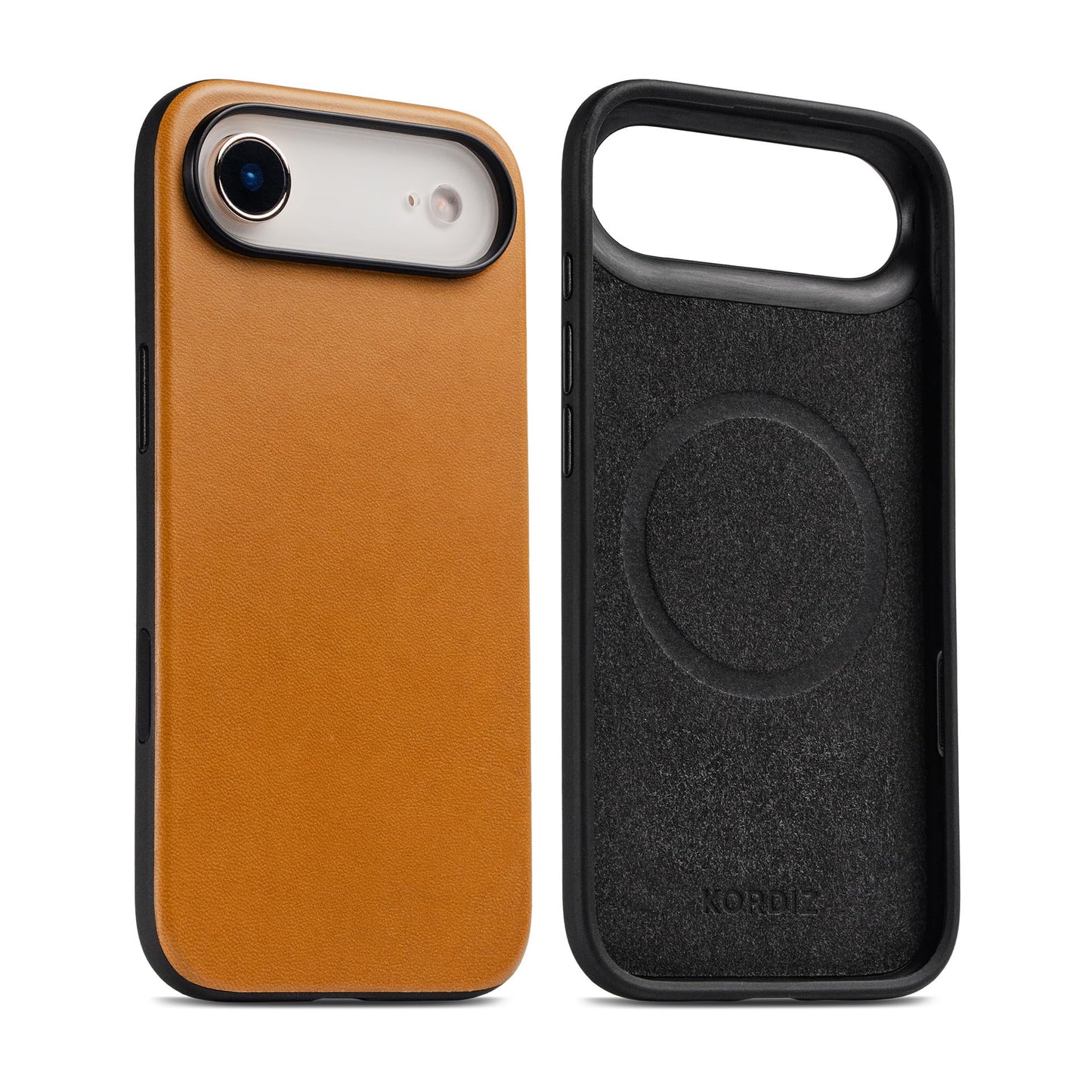 KORDIZ Impact Leather Case for iPhone 17 Air – Full-Grain Leather MagSafe Case with Camera Control Button – 360° Shockproof Bumper – Rugged Patina-Ready Protection – Slim Grip Cover (English Tan)