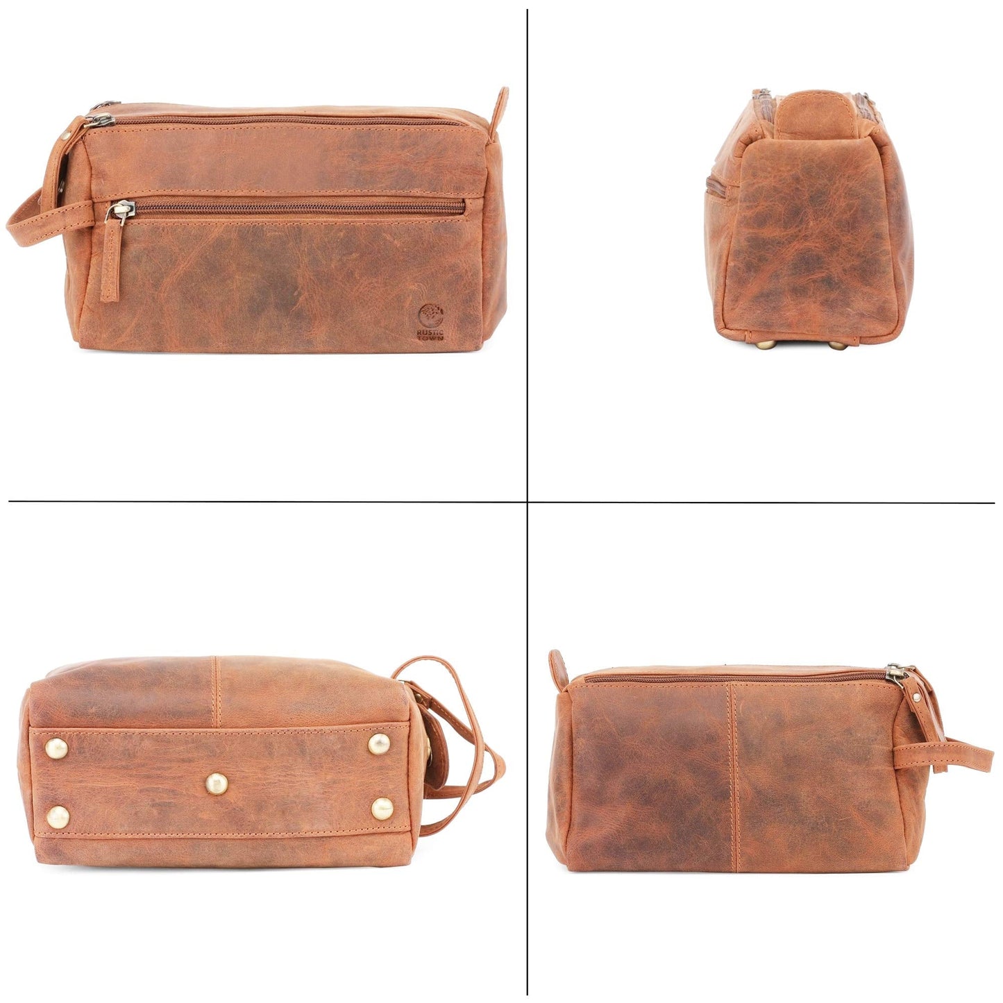 Leather Toiletry Bag – Stylish & Durable Dopp Kit with Water Resistant Lining – Travel Shaving Kit Organizer for Bathroom & Overnight Trips - Great Gift for Men & Women