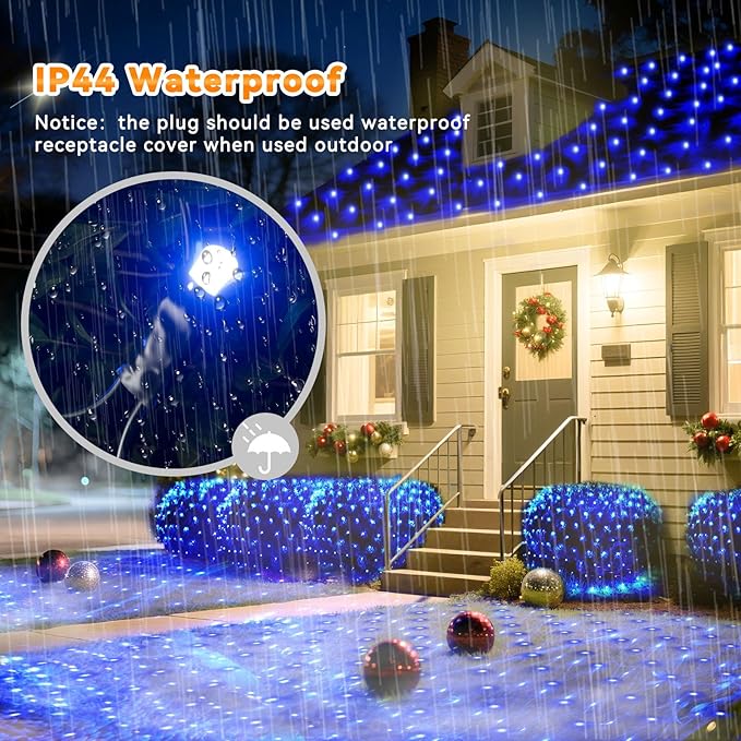 LitHome 21FT x 5FT Christmas Net Lights Outdoor Mesh Lights, 360 LED Christmas Blue Net Light for Bushes Connectable, 8 Modes Giant Mesh Light Waterproof Green Wire for Tree Garden Party Roof Decor