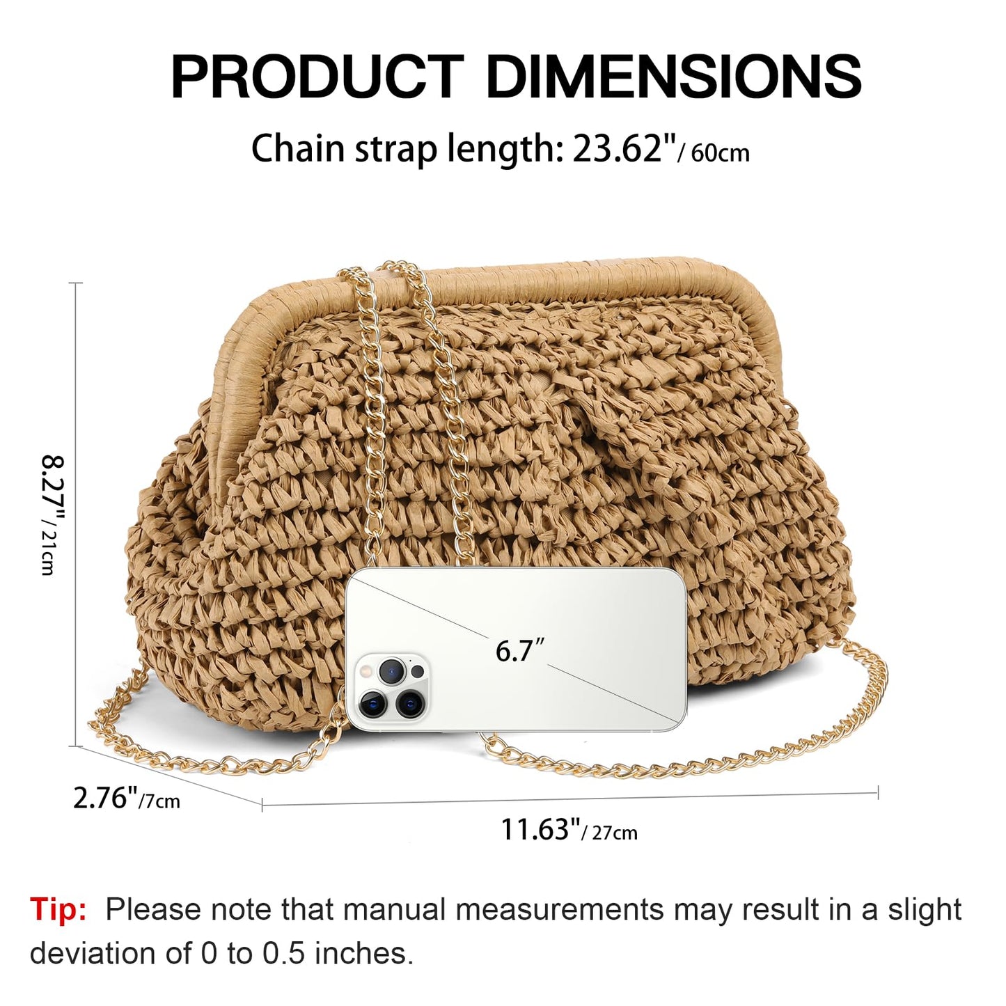 RNIEGA Straw Clutch Purses for Women Cloud Dumpling Pouch Straw crossbody Handbag Summer Beach Woven Shoulder Bags