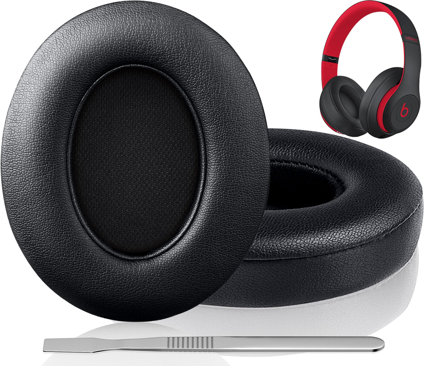 F FEYCH Beats Studio Replacement Earpads for Beats Studio 3 & 2 (B0500/ B0501) 2 Pieces Noise Isolation Comfortable Memory Foam Ear Cushions (Black)