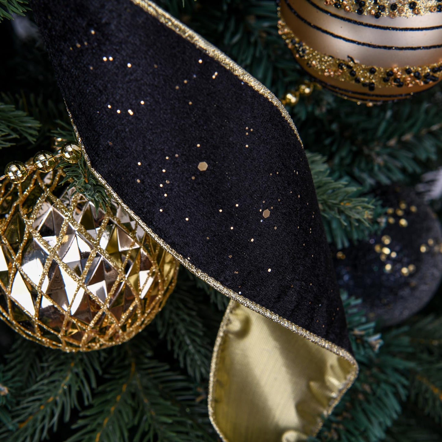 BUVANE Christmas Tree Topper,48x13 Inches Velvet Toppers Bow,Large Decorative Bows for Christmas Decoration (Black)