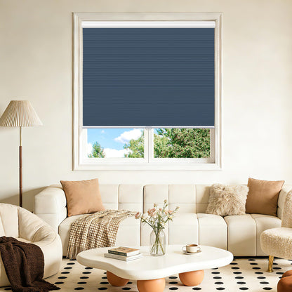 Grandekor Blackout Window Blinds and Shdes Cordless Cellular Shades, Ocean Blue-White, 34x64 inch