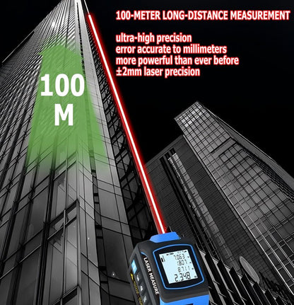 Tape Measure 4-in-1 Laser Digital Measuring Tape & 100m/328ft Laser Distance Meter & with 16ft/5m & Crosshair Markings & Dual-axis Electronic Level,Display On Backlit LCD Screen