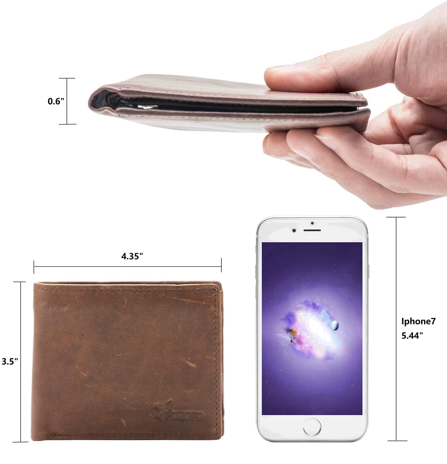 POKOFO RFID Blocking Genuine Leather Bifold Wallet for Men with Zipper and Coin Pocket (Coffee)