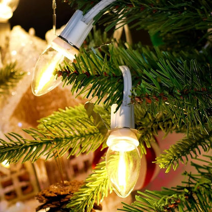 Accessory Cord with LED Light Bulb 16.2ft, 10 LED Light Bulb C7 Light Cord Clip Christmas Village Lights Blow Mold Light Cord for Halloween, Christmas Village Houses, Craft Projects
