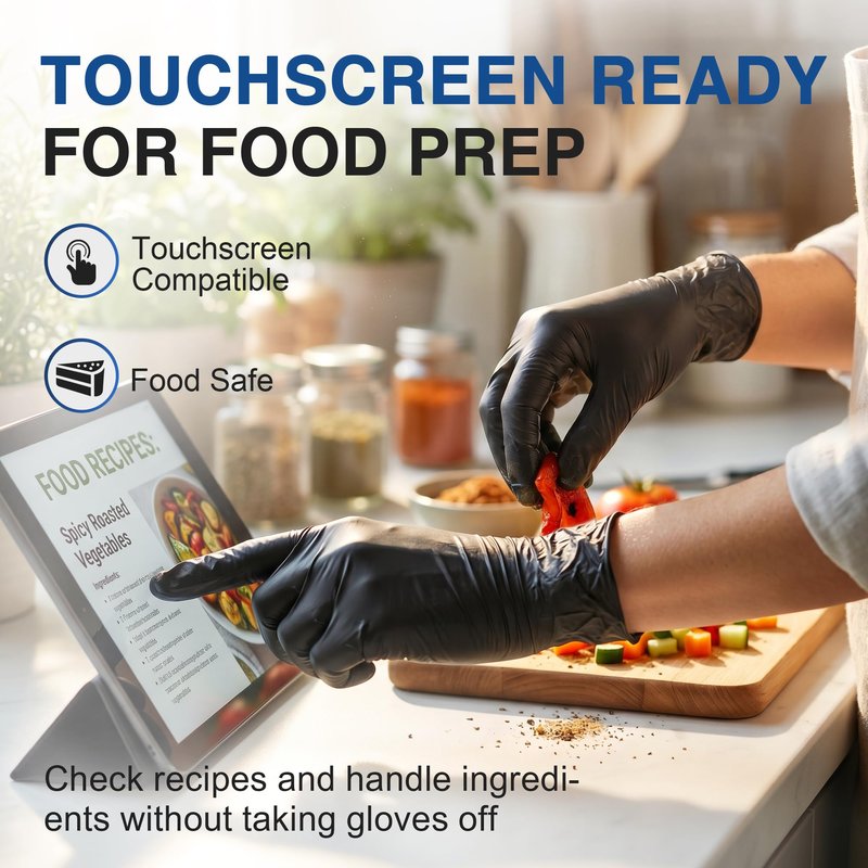 Schneider Black Nitrile Exam Gloves, Box of 100, Latex Free & Powder Free Disposable Gloves, for Medical, Food Prep & Cleaning, Small
