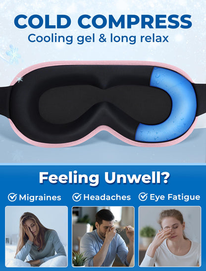 3D Cooling Gel Sleep Mask for Women & Men – 6oz Weighted Eye Mask for Sleeping, 100% Blackout, Ice Cold Gel, Migraine & Headache Relief, Eye Care, Deep Relaxation, Airplane Travel Essentials, Gift