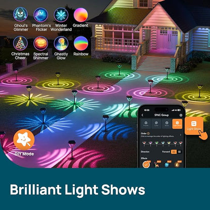 Linkind Smart Solar Pathway Lights SP6C, APP Control Solar Lights Outdoor Waterproof with 5 Swappable Lenses Landscape Lighting, Color Changing Garden Decor for Yard, Patio, Driveway(2 Pack)