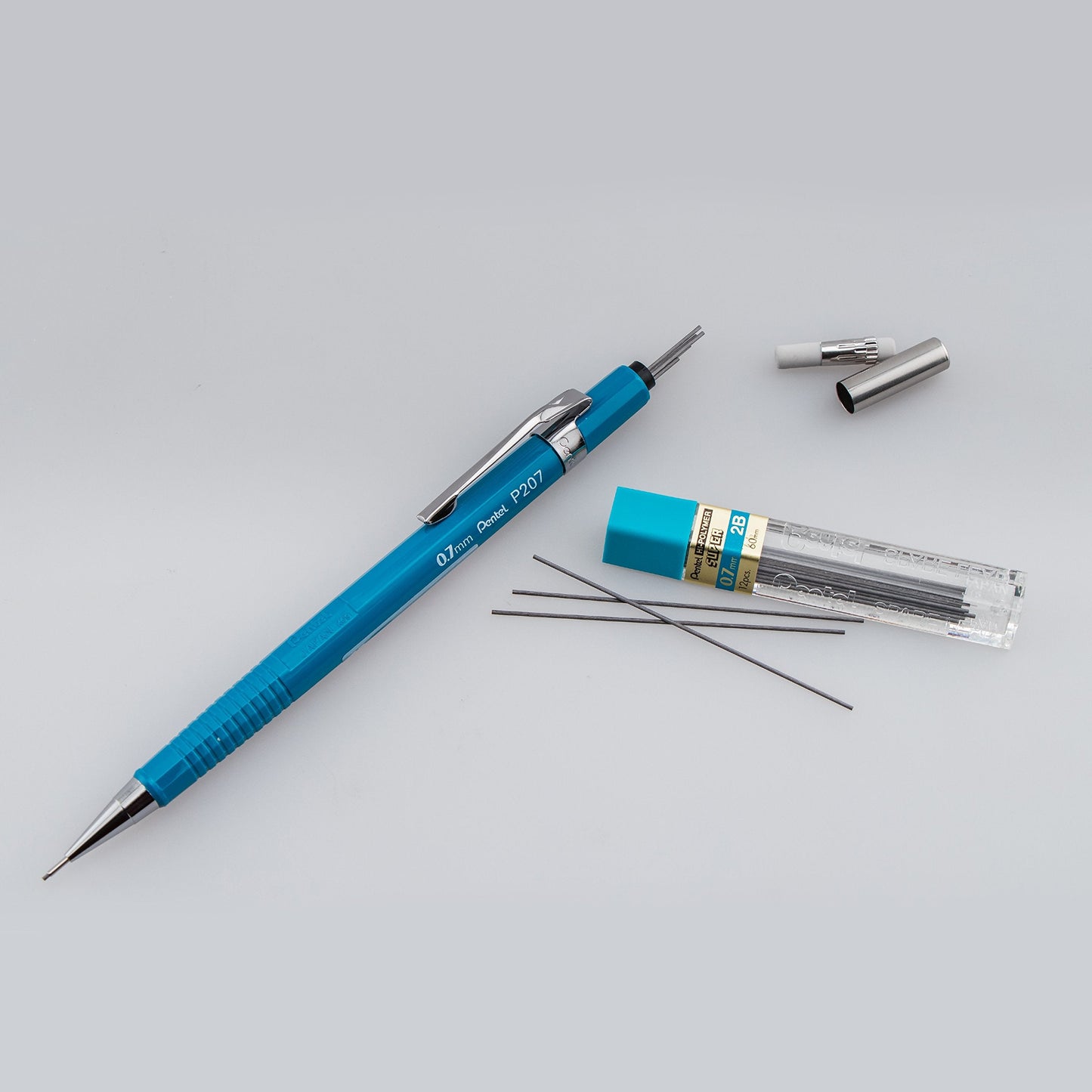 Pentel P207BP2K6 Sharp Mechanical Drafting Pencil, 0.7 mm, Blue Barrel, 2/Pack