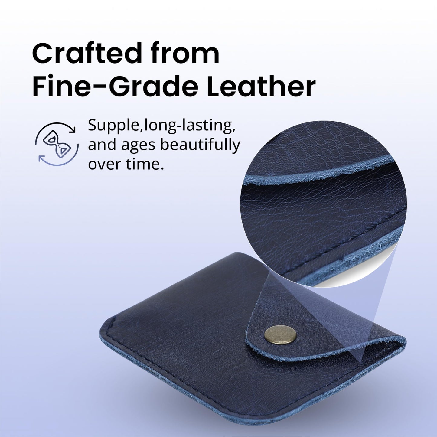 TheAntiq Blue Credit Card Orgnizer Case - Handmade Leather Card Case wallet for Men & Women with Single Button Closure, Slim Leather Card Holder, Stylish Credit Card Wallet for Front Pockets