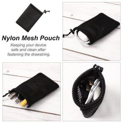 uxcell Nylon Mesh Drawstring Bag, 5 x 3.5 Inch Small Storage Pouch String Bags for Mini Stuff MP3 Charger Earphone Key, 3pcs Travel Kit Organizer for Lipstick Cosmetic Jewelry, Black