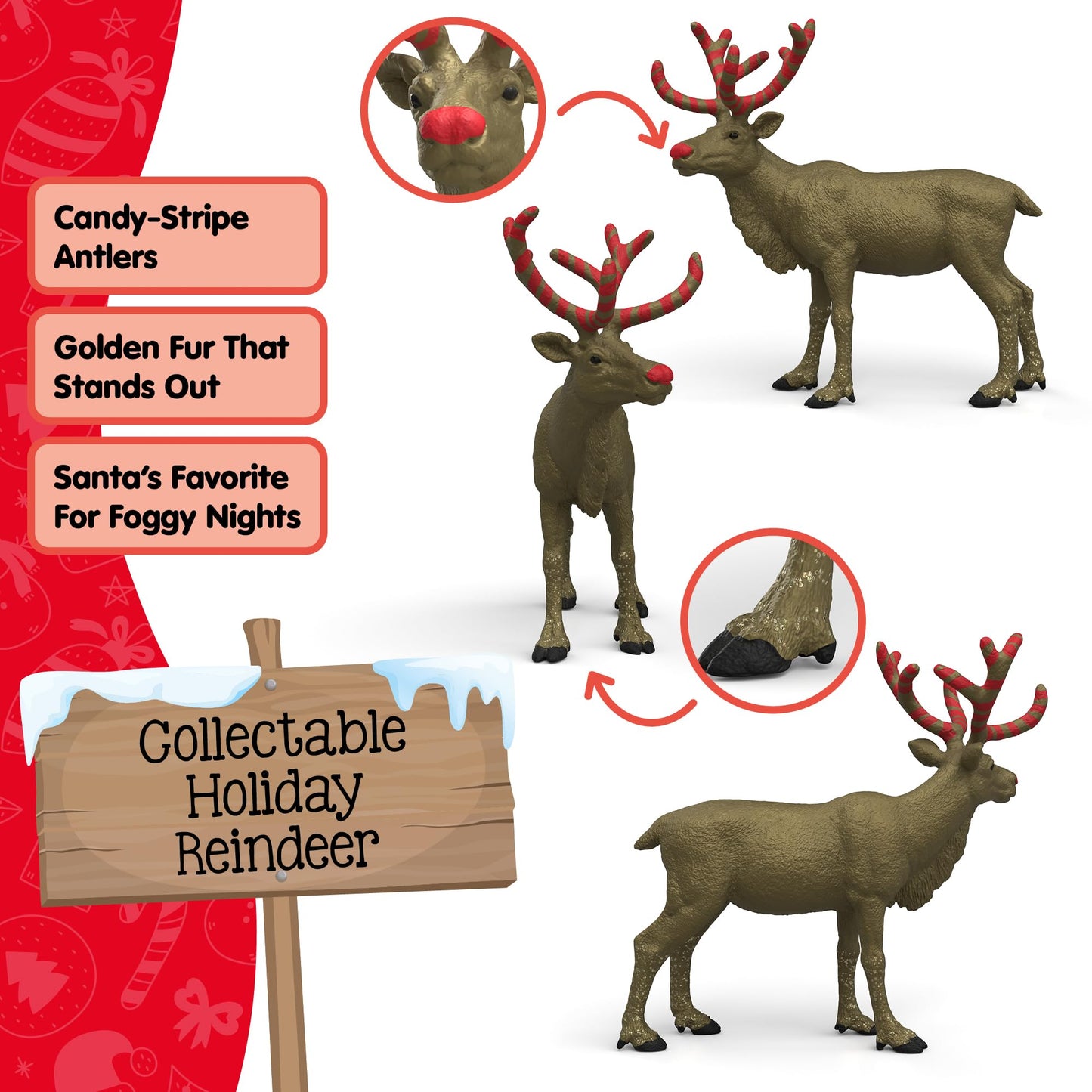 Schleich Farm World – 5" Golden Anniversary Reindeer Figurine – Limited Edition Christmas Collectible Animal Toy for Boys and Girls – Fun Holiday Play Figure for Kids Ages 5+ | 72271