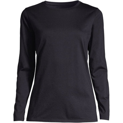 Lands' End Womens Long Sleeve Relaxed Supima Cotton Crew Neck T Shirt Black Plus 3X