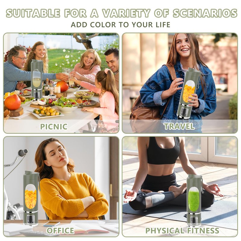 EASYSPEED Portable Blender Electric USB-C, 500ML Personal Juicer for Shakes, 12 Blades, 1500mAh Rechargeable, BPA Free, 18oz Small Blender with Leakproof Lid & Sip Spout, Mixing, Compact
