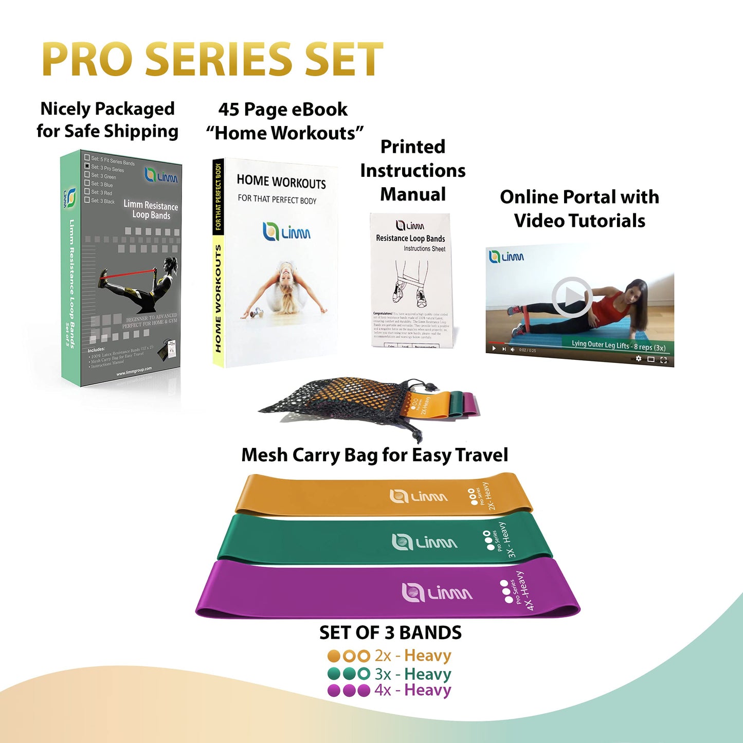Fittest Pro by Limm Resistance Bands for Legs and Butt, Fabric Exercise Loop Bands Yoga, Pilates, Rehab, Fitness and Home Workout, Strength Bands for Booty
