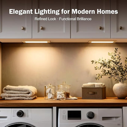 Rechargeable Under Cabinet Lighting, Motion Sensor Wireless Night Light, Dimmable, CCT Adjutable, Magnetic Mount for Kitchen, Closet, Bedroom, Reading, Ambience (Gold, 2 Pack, 9 in)