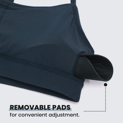 CRZ YOGA Butterluxe Y Back Sports Bras for Women - Padded Racerback Low Impact Spaghetti Thin Strap Workout Yoga Top True Navy X-Small