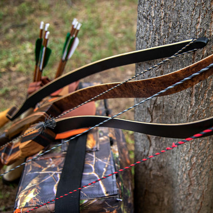 Deerseeker Flemish D97 Bow String Handmade Twist Bowstring 16 Strands 54-70in Fast Flight for Traditional Longbow Recurve Bow Replacement Archery Accessories (Red+Black, AMO 70"(Actual Length 66"))