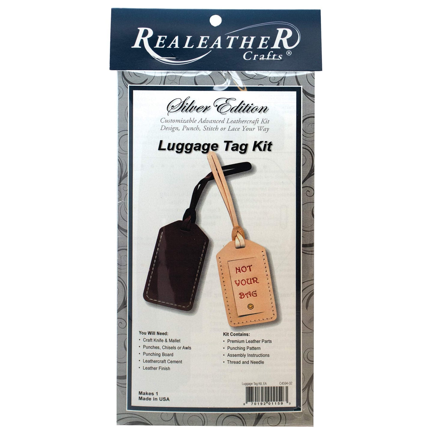 Realeather Luggage Tag Leathercraft Kit, Natural
