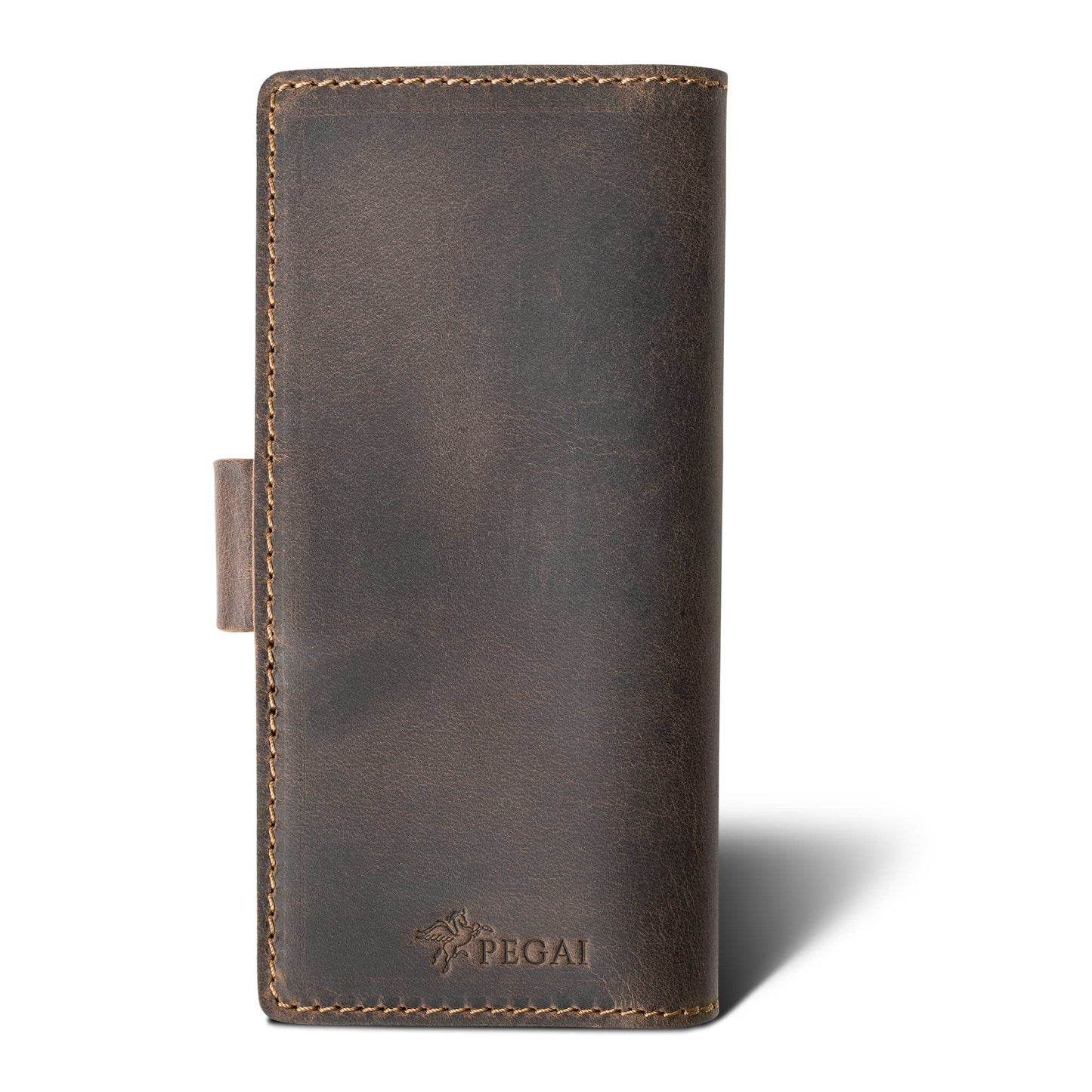 PEGAI Handmade Personalized Leather Checkbook Covers For Personal Checkbook | 100% Distressed Leather Checkbook Cover & Wallet | Business Checkbook Cover | Clark (Chestnut)