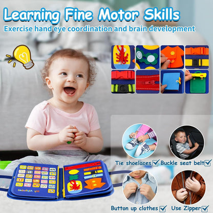 Busy Board, Montessori Toys for 1 2 3 Year Old - Toddler Toys for Ages 2-4 Boy Birthday Gift, Busy Book for toddlers 1-3, Toddler Learning Activities, Educational Learning Toy for Airplane Car Travel