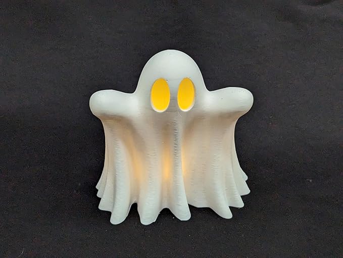 Light Up Ghost Decoration – LED Tea Light Halloween Decor – Cute Spooky Accent for Home, Mantel, Party & Table Centerpiece – Eco-Friendly PLA