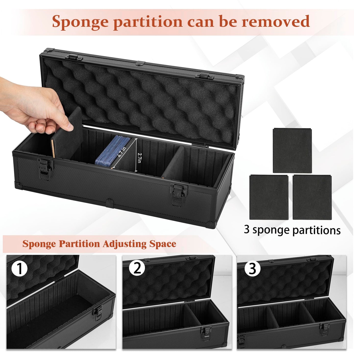 OUUTMEE Toploaders Storage Box for 3" x 4" 35pt Rigid Card, Top Loader Storage with 3 Partition Holds 200+ Toploaders, Magnetic Card Holders