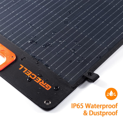 GRECELL 200W Portable Solar Panel for Power Station, Foldable Solar Charger w/ 4 Kickstands, IP65 Waterproof Solar Panel Kit w/DC XT60 Anderson Aviation Output for Outdoor RV Camper Blackout