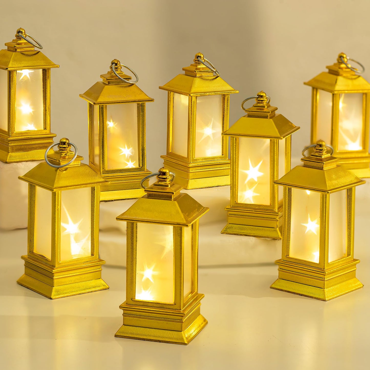 Staymoment Gold Lanterns Decorative Indoor: 24 Pcs Starlight Mini LED Lantern for Centerpiece Table Decorations Halloween Christmas Wedding Party Camping Decor