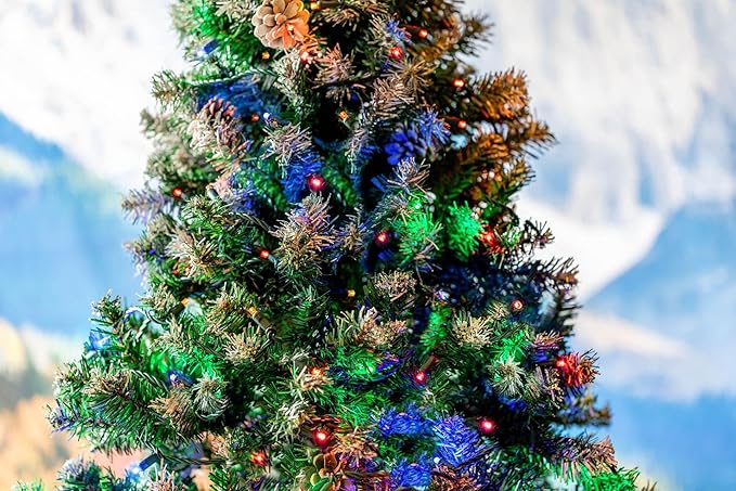 Novelty Lights 50ft 100 LED Multicolor Christmas Lights Outdoor/Indoor, 6" Spacing, Green Wire String Lights for Festive Xmas Lighting, IP55, UL Listed, Dimmable, Connectable