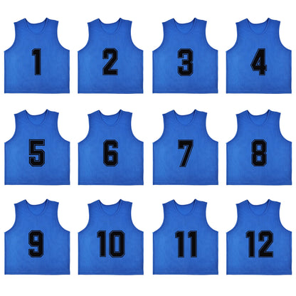 RE-HUO 12 Pack Numbered（1-12） Scrimmage Vests/Sport Pinnies/Training Bibs For Basketball,Soccer, Volleyball and Baseball