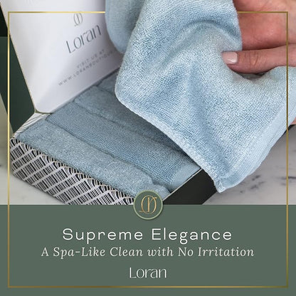 Sky Blue Washcloths Set of 6 Soft Facial Cloths 10” x 10” 100% Viscose Derived