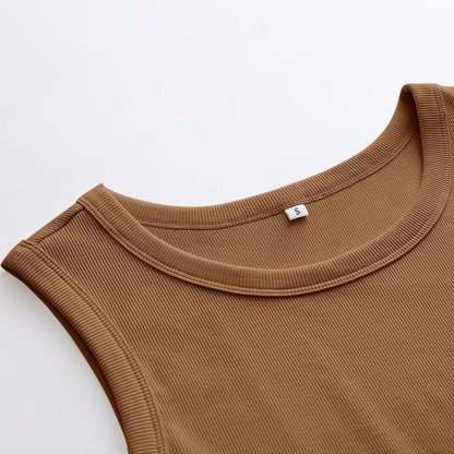 ANRABESS Womens Sleeveless High Neck Tank Tops Fashion Summer Casual Basic Slim Fit Ribbed Racerback Top Shirt Clothes Coffee Large