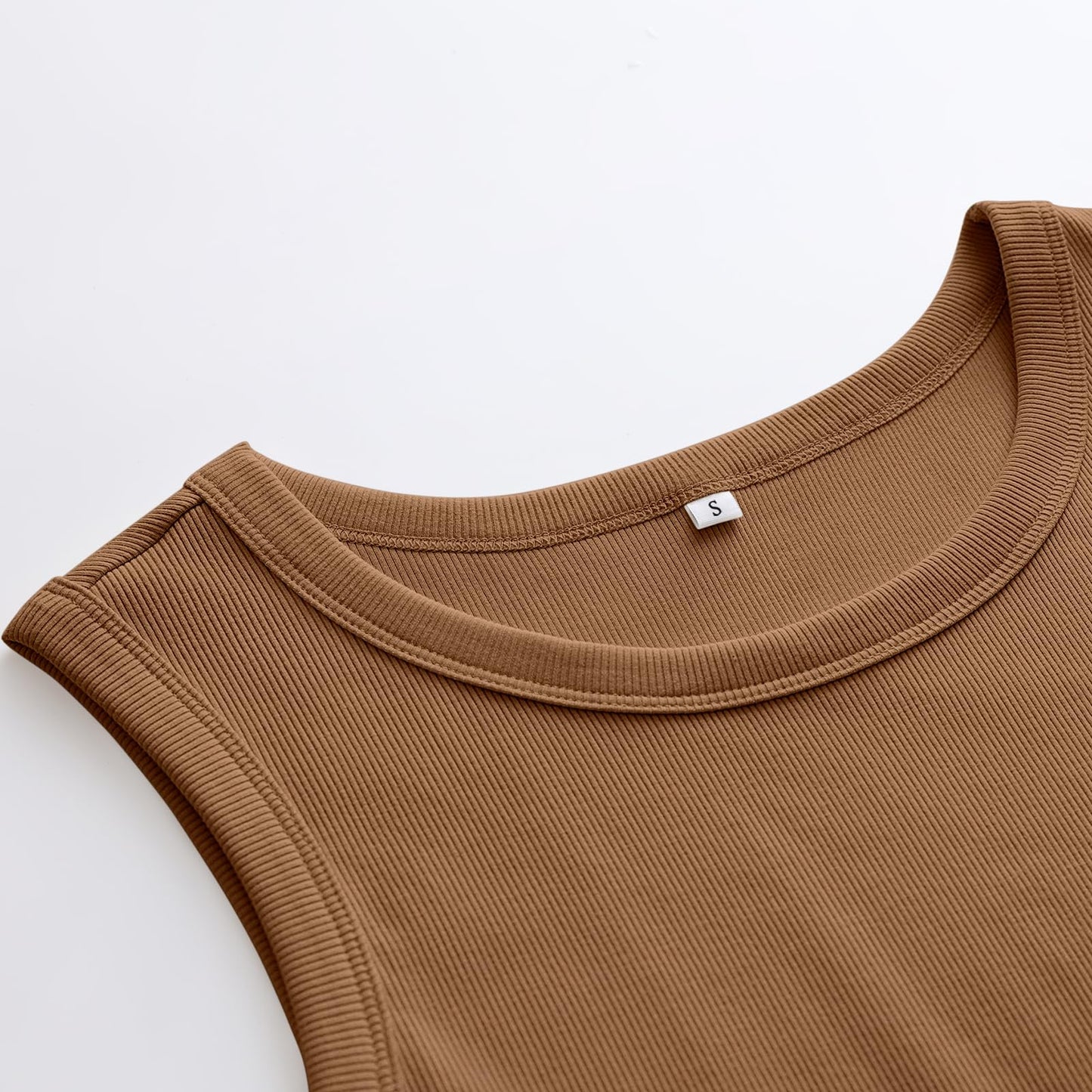 ANRABESS Womens Sleeveless High Neck Tank Tops Fashion Summer Casual Basic Slim Fit Ribbed Racerback Top Shirt Clothes Coffee X-Large