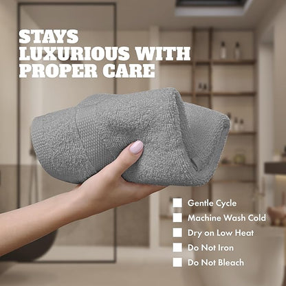 White Classic Wealuxe Light Gray Washcloths 24 Pack