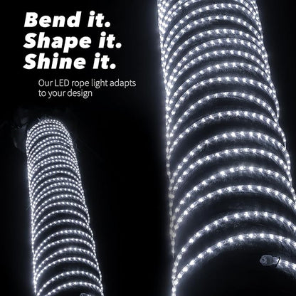 WYZworks 3312LEDs 300ft LED Outside Rope Lights, Outdoor ETL Certified Waterproof Permanent 360 Degree Light Emitting, Flexible Tube, Connectable, Christmas Palm Tree Exterior Landscape, Cool White