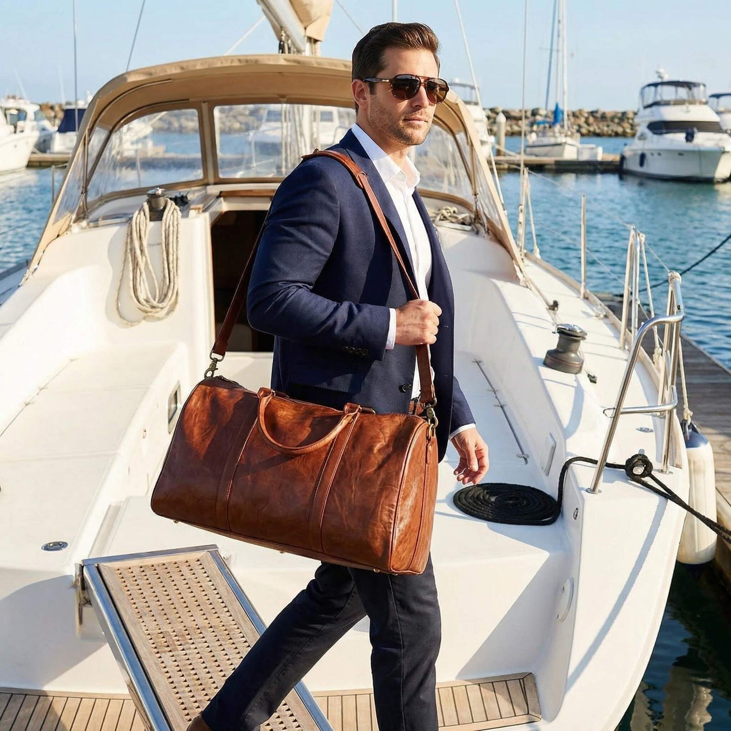Embossed Travel Duffel Bag for Men - Weekender Bag with Monogram Options, Stylish and Durable Travel Bag for Overnight and Business Trips