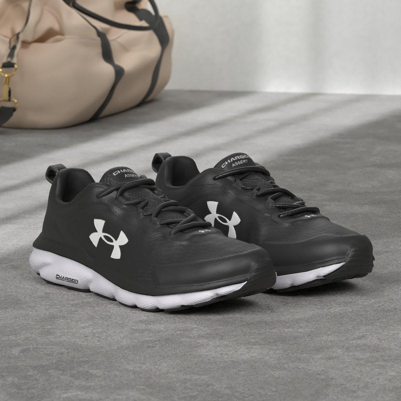 Under Armour Men's Charged Assert 9 Running Shoe, Black/White, 10.5 US