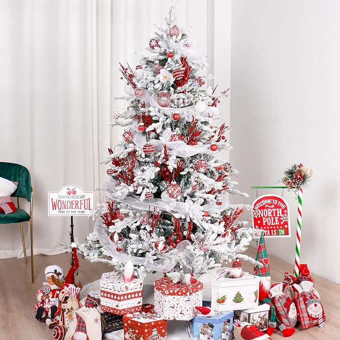Super Holiday Christmas Ball Ornaments, 33PCS Red Clear Shatterproof Plastic Foam Ornaments Set for Hanging Xmas Tree Holiday Thanksgiving Party Decor.