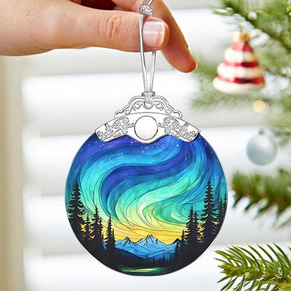 Aurora Borealis Ornament – Christmas Decoration & Christmas Ornament; Stained Glass Holiday Decoration (Holiday Present, Bauble Present, Gift Idea, Gift Exchange) | Heirloom Keepsakes