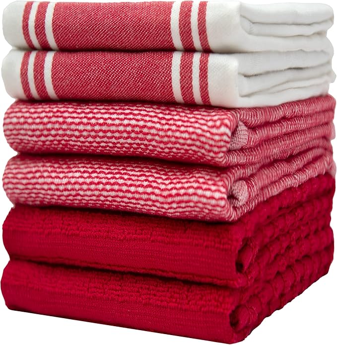 Premium Kitchen Towels | Large Cotton Dish Towels | Flat & Terry Highly
