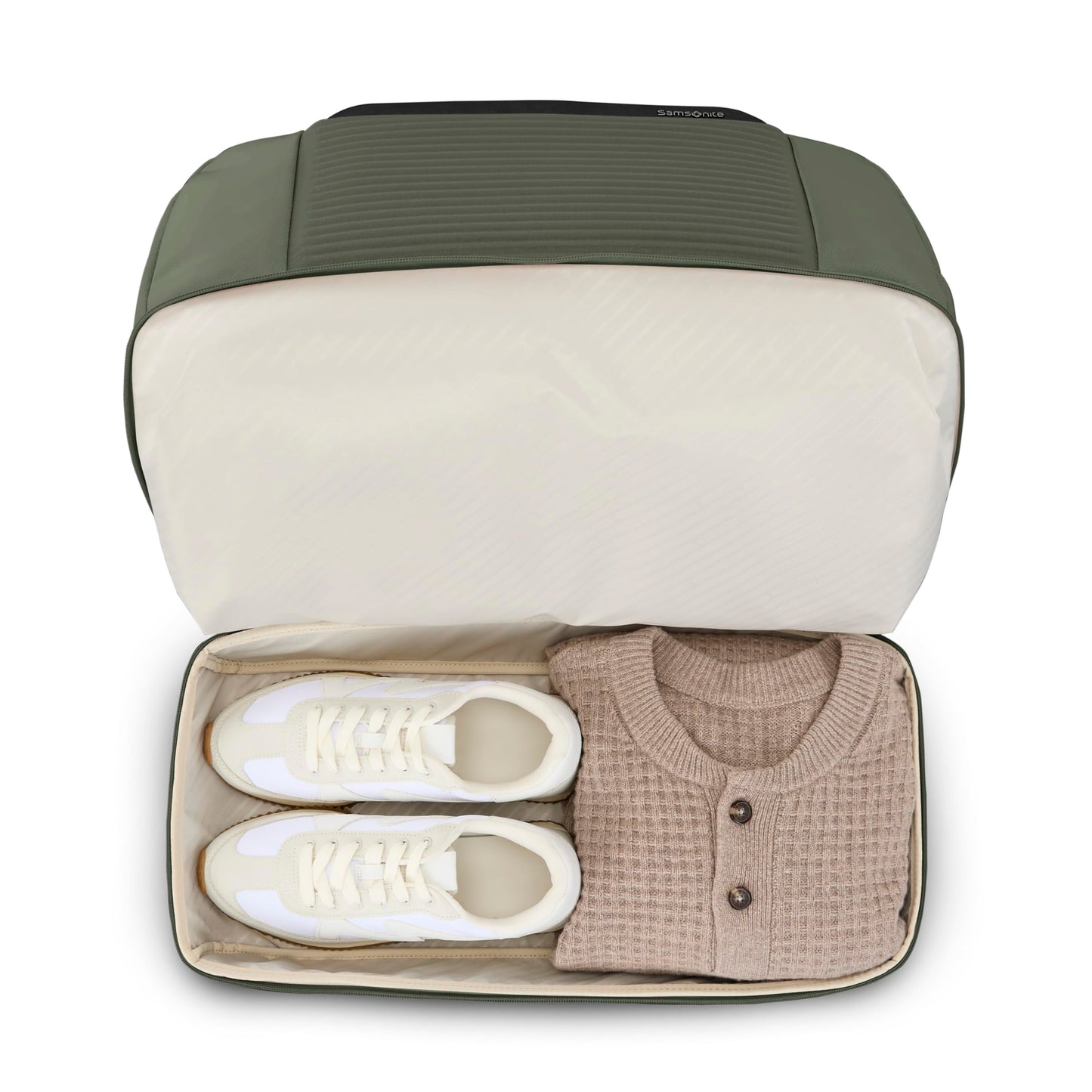 Samsonite Paralux Weekender Duffel Bag, Travel Carry-On Bag with Wide Opening, Drop-Bottom Shoe & Laundry Compartment, AirTag™ Holder, StackIt™ Strap - Business & Leisure Travel Bag - Olive