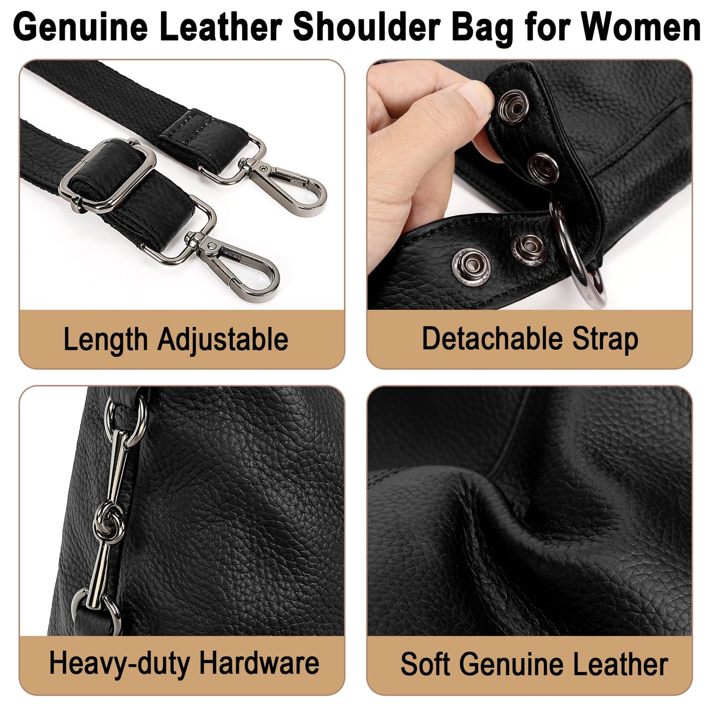 YALUXE Genuine Leather Shoulder Bags Stylish Hobo Handbags Purses Crossbody Bags for Women