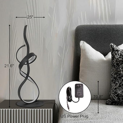 22inch 24W 2700LM Modern Design 3CCT 2700K/4000K/6500K Stepless Touch Dimmable with Remote Control Art LED Table Lamps for Bedroom Bedside Living Room Villa Gift Idea (Black)