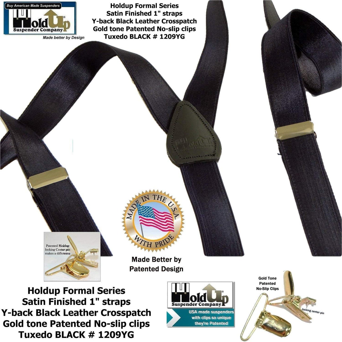Hold-Up Suspender Company Formal Series Suspenders for Men in Tuxedo YG Style with USA Patented No-Slip Clips