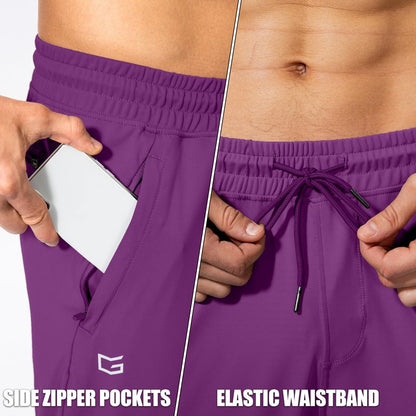 Men's Sweatpants with Zipper Pockets Athletic Pants Traning Track Pants Joggers for Men Soccer, Running, Workout (Purple, Small)