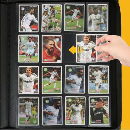 16 Pocket Ringless Side Loading Trading Card Binder, 1024 Cards PU Fixed Page Zipper Card Album for TCG Sports Game Cards, Not Fit Top Loaders (Marble Grey)