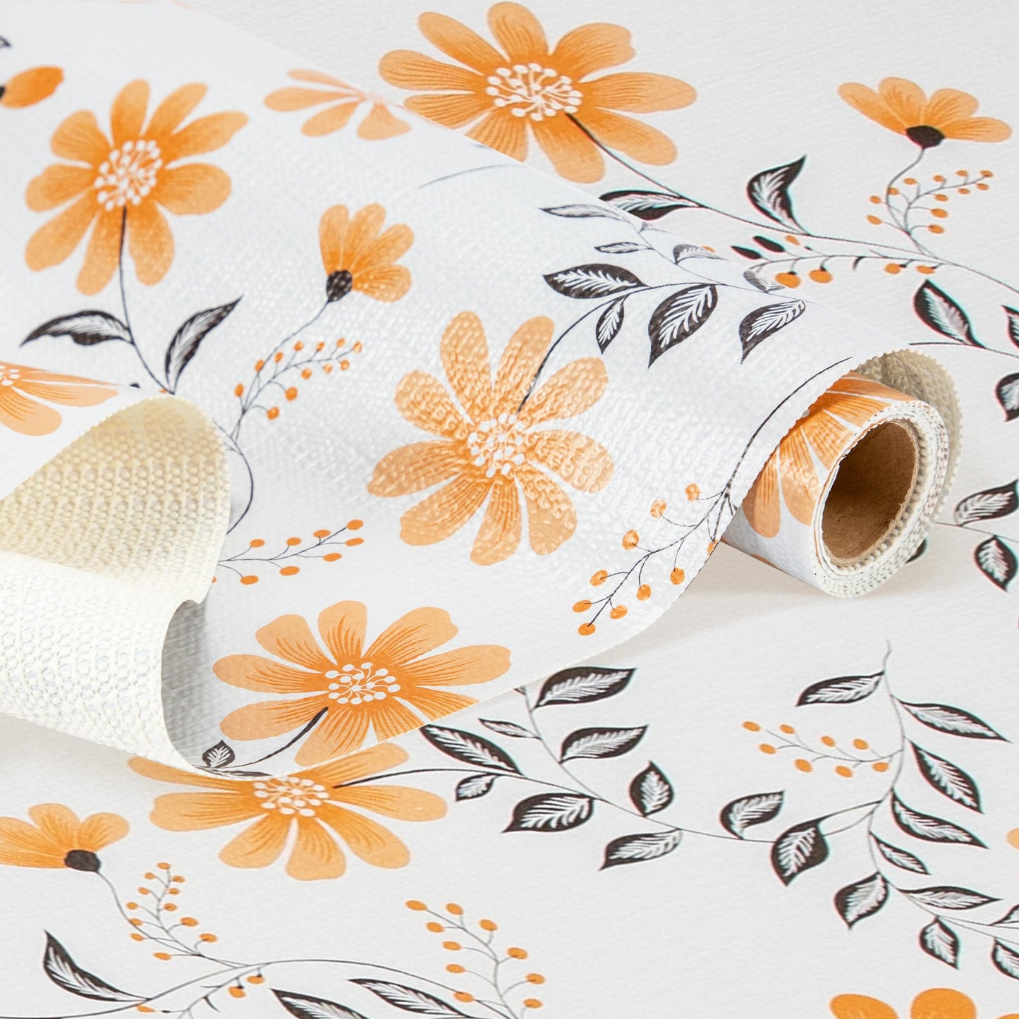 RAY STAR Shelf Liner, 12 Inch x 10 Feet Non Adhesive Daisy Floral Printed Cabinet Liner for Pantry Drawer Vanity, Strong Grip Non Slip Waterproof, Shelf Liners for Kitchen Cabinets Organization